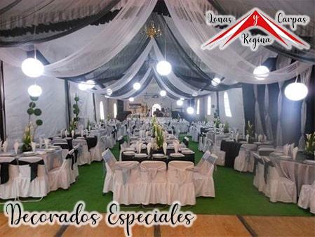 carpa decorada para boda con luces